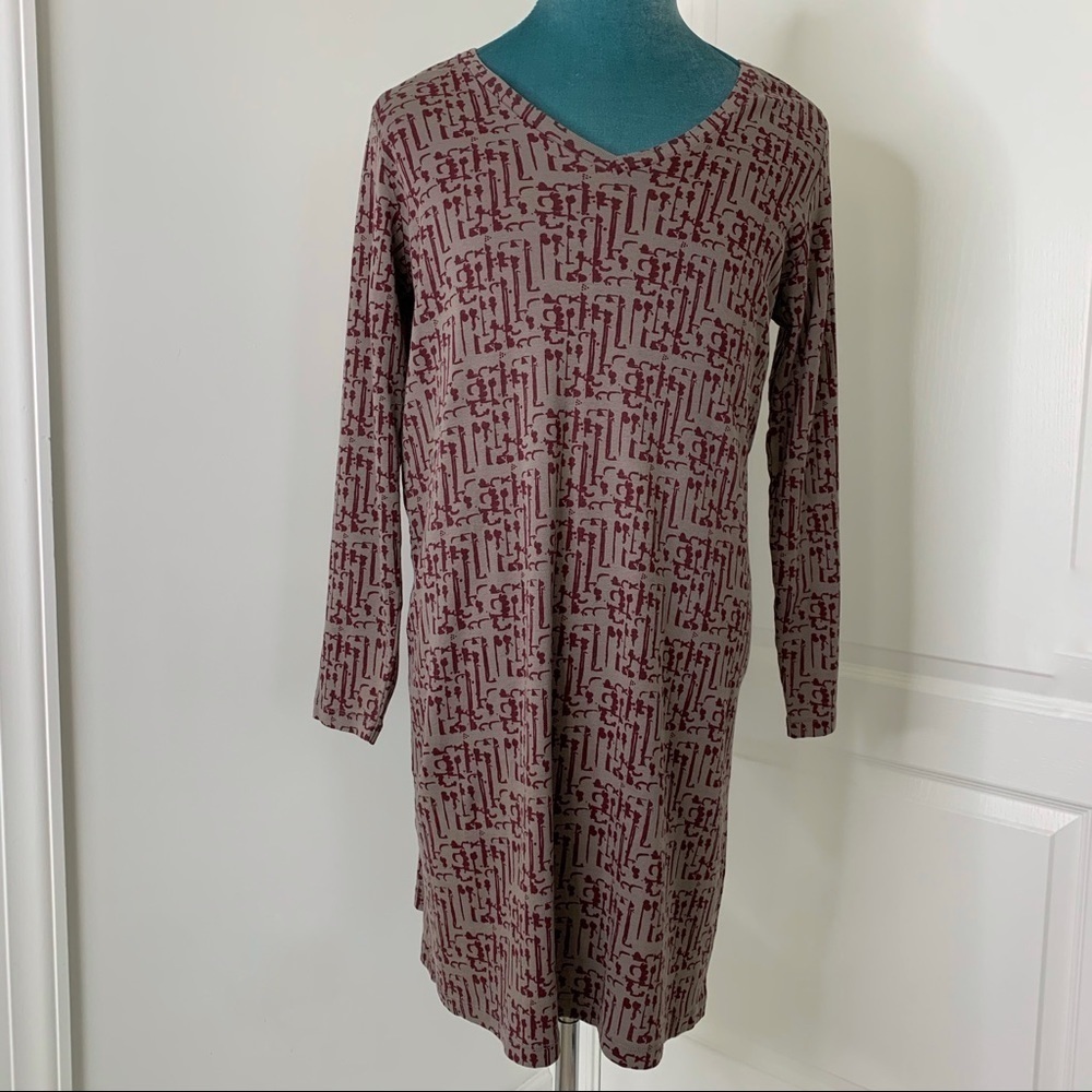 The Territory Ahead Dress Large Cotton Long Sleeve MIDI Casual